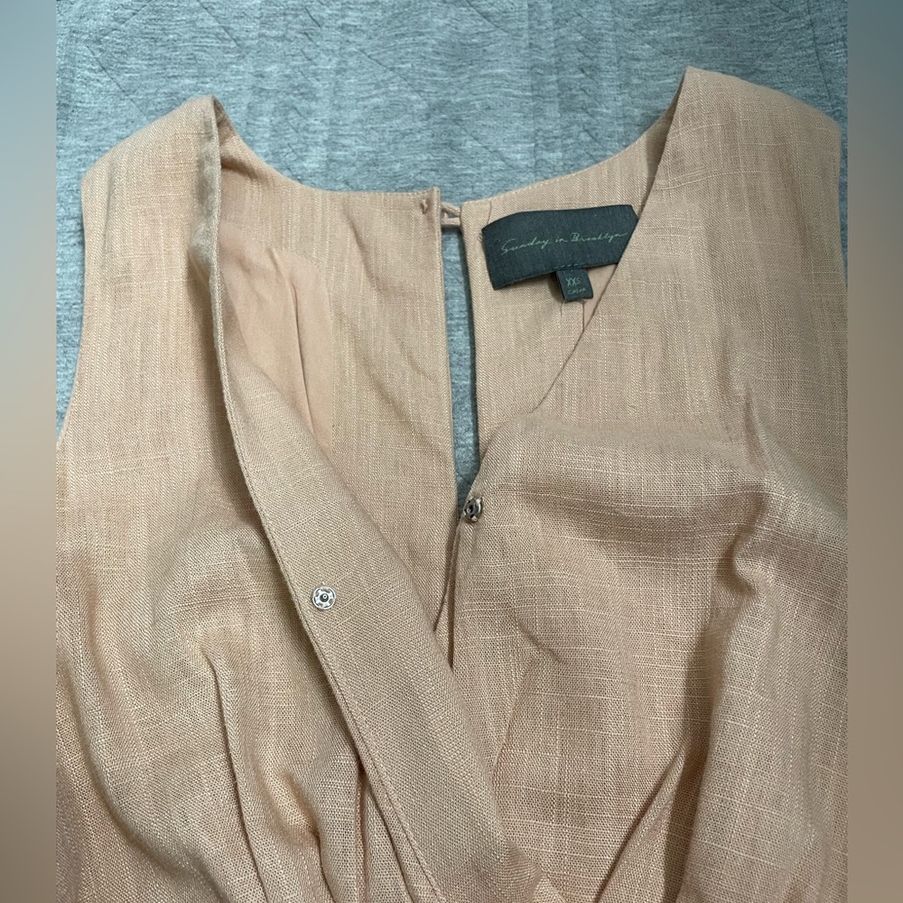 NEW! Sunday in Brooklyn Anthropologie - XXS Blush Colored Linen Dress - Picture 3 of 11